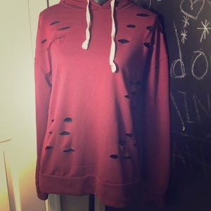 Cute Red Drawing Hoodie W/Holes